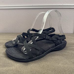 Merrell Sandals Womens 7 Black Aster Strappy Leather Walking Outdoor J36774